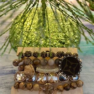 LV Upcycled Chic Earthy Tone Stack Bracelet Set